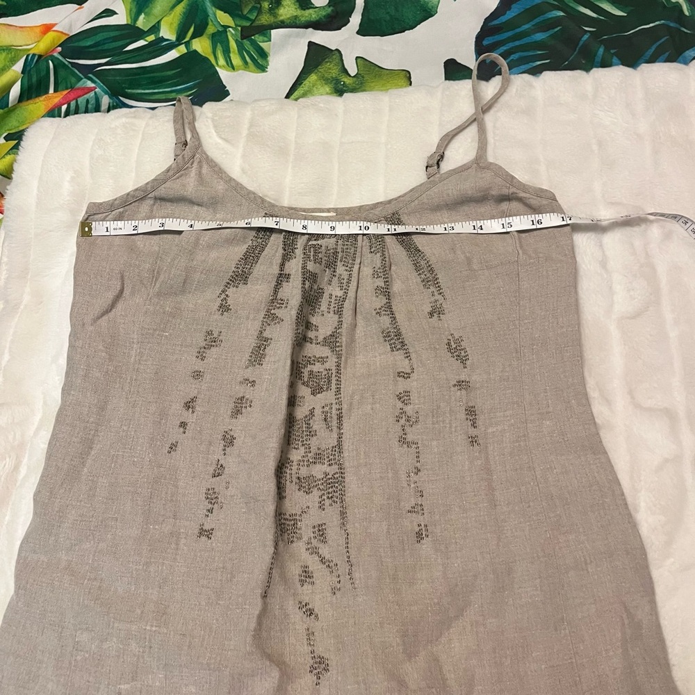 Eileen Fisher XS/S Taupe Beige Sequin Embroidered Adjustable Strap Camisole Tank - Picture 5 of 7